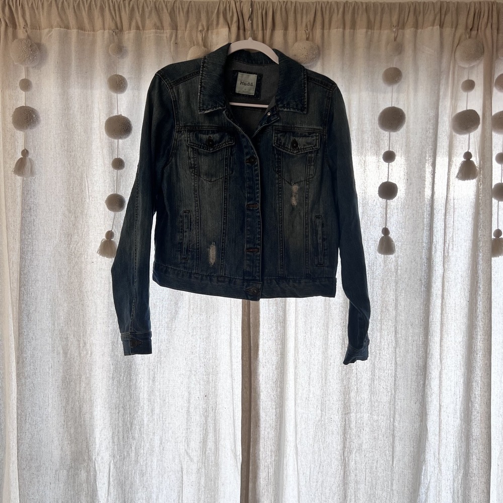 Mudd-VINTAGE Distressed Denim Jacket with Pockets Size XL